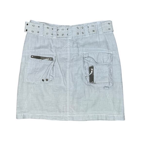 Pete & Greta Johnny Was Linen Cargo Utility Skirt 2 Light Blue Casual Grunge - Picture 2 of 7